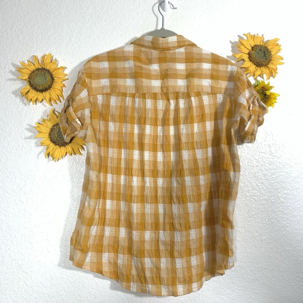 Sundance lorna yellow and whote button top oversized boho blouse size small - Picture 4 of 9